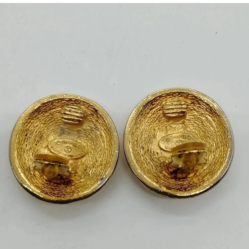 Chanel Gold Button Earrings VINTAGE